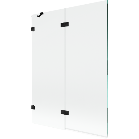 Mexen Lunar vanová zástěna 2-křídlová levá 130 x 150 cm, transparentní, černá - 897-130-100-70-00-L