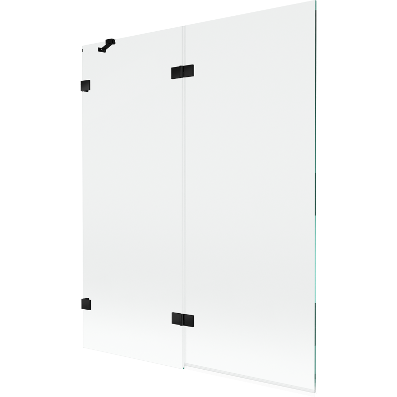Mexen Lunar vanová zástěna dvoukřídlá levá 140 x 150 cm, transparentní, černá - 897-140-100-70-00-L