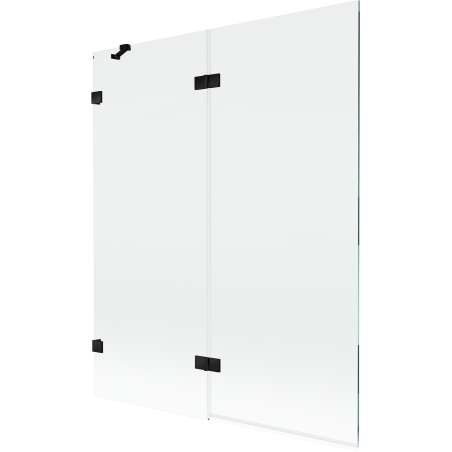 Mexen Lunar vanová zástěna dvoukřídlá levá 140 x 150 cm, transparentní, černá - 897-140-100-70-00-L