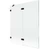 Mexen Lunar vanová zástěna dvoukřídlá levá 140 x 150 cm, transparentní, černá - 897-140-100-70-00-L