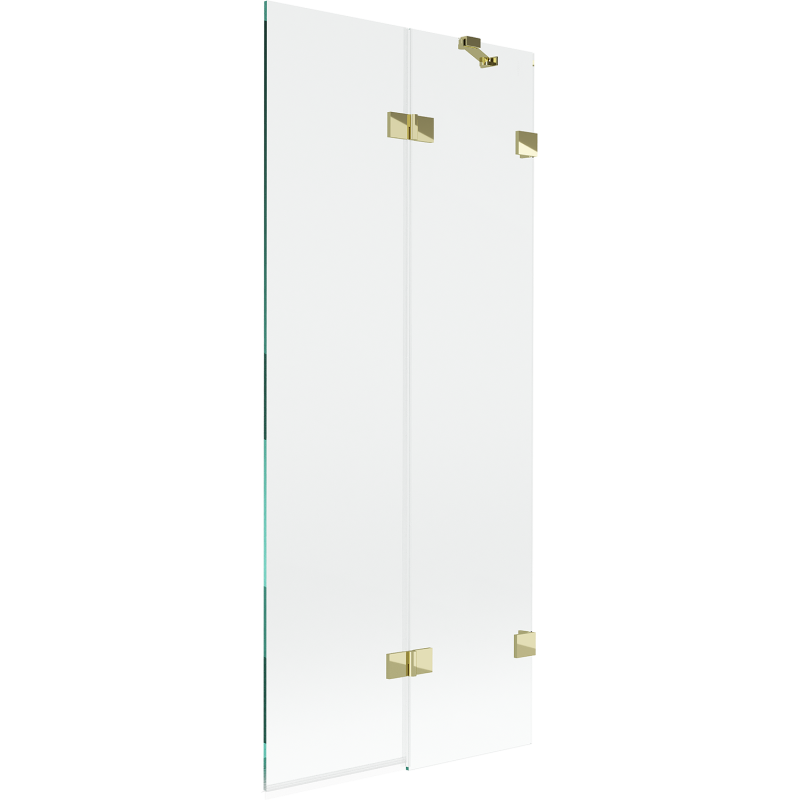 Mexen Lunar sprchová zástěna 2-křídlová pravá 80 x 150 cm, transparentní, zlatá - 897-080-100-50-00-P