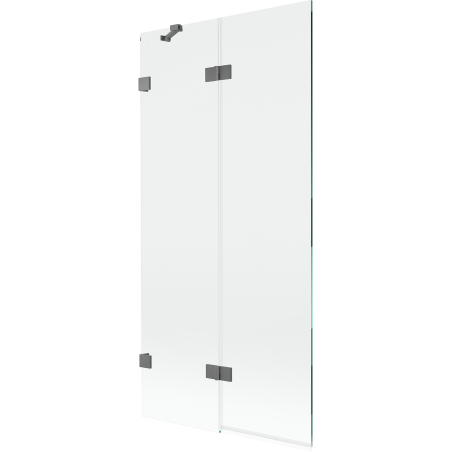 Mexen Lunar vanová zástěna 2dílná levá 90 x 150 cm, transparentní, gun metal - 897-090-100-95-00-L