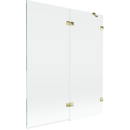 Mexen Lunar sprchová zástěna 2-křídlová pravá 140 x 150 cm, transparentní, zlatá - 897-140-100-50-00-P