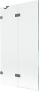 Mexen Lunar vanová zástěna dvoukřídlá levá 100 x 150 cm, transparentní, gun metal - 897-100-100-95-00-L