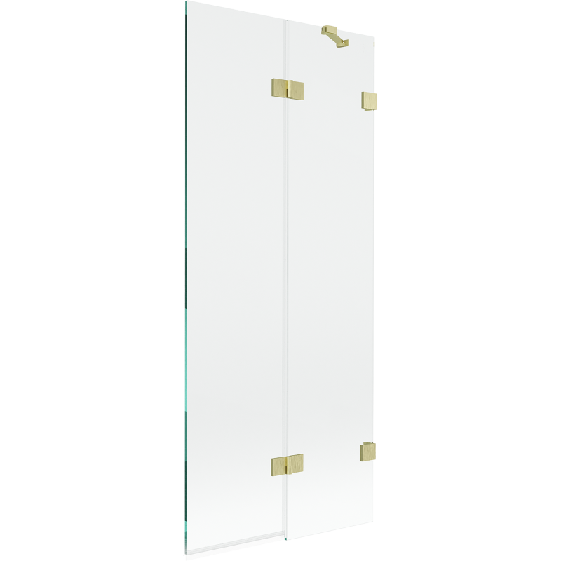 Mexen Lunar skládací vanová zástěna 2-dílná pravá 80 x 150 cm, transparentní, zlatý kartáčovaný - 897-080-100-55-00-P