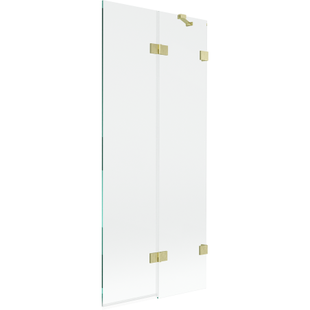 Mexen Lunar skládací vanová zástěna 2-dílná pravá 80 x 150 cm, transparentní, zlatý kartáčovaný - 897-080-100-55-00-P