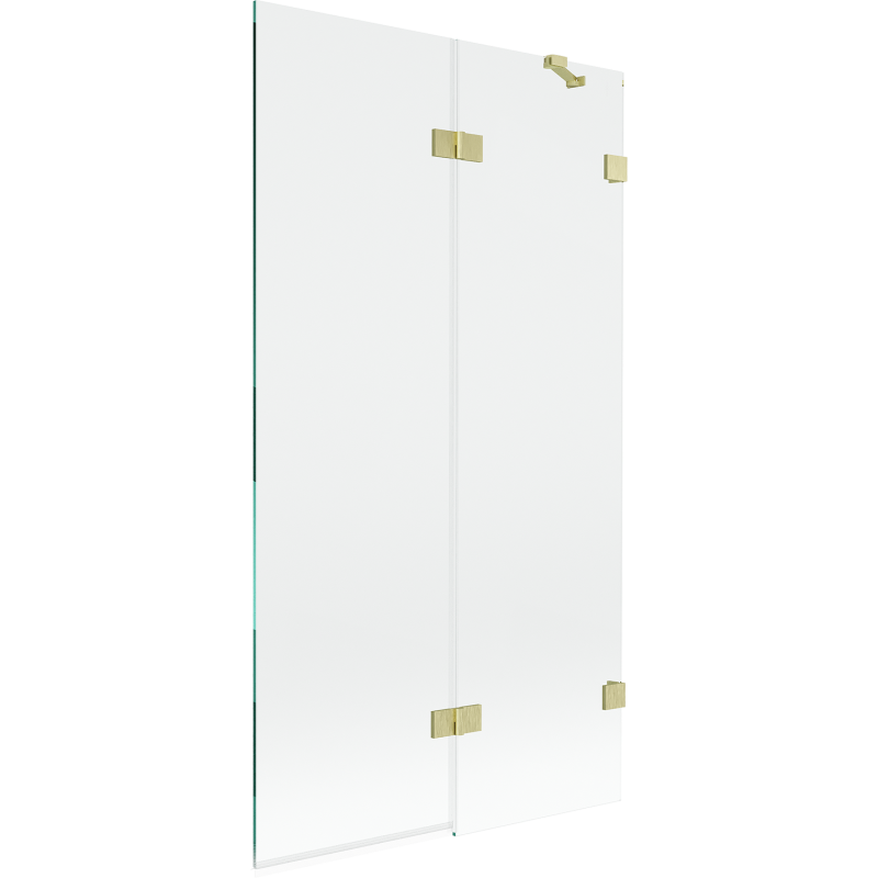 Mexen Lunar sprchová zástěna, 2-křídlá, pravá 100 x 150 cm, transparentní, zlatý kartáčovaný - 897-100-100-55-00-P