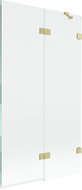 Mexen Lunar sprchová zástěna, 2-křídlá, pravá 100 x 150 cm, transparentní, zlatý kartáčovaný - 897-100-100-55-00-P