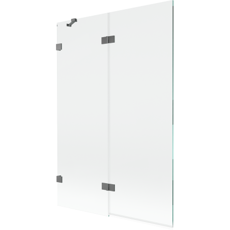 Mexen Lunar sprchová stěna vaničky 2-křídlá levá 120 x 150 cm, transparentní, gun metal - 897-120-100-95-00-L