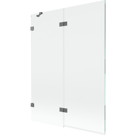 Mexen Lunar vanová zástěna dvoukřídlá levá 130 x 150 cm, čirá, gun metal - 897-130-100-95-00-L