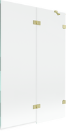 Mexen Lunar sprchová zástěna 2-křídlová pravá 120 x 150 cm, průhledná, zlato kartáčovaná - 897-120-100-55-00-P