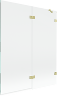 Mexen Lunar vanová zástěna dvoukřídlá pravá 140 x 150 cm, transparentní, zlatý kartáčovaný - 897-140-100-55-00-P