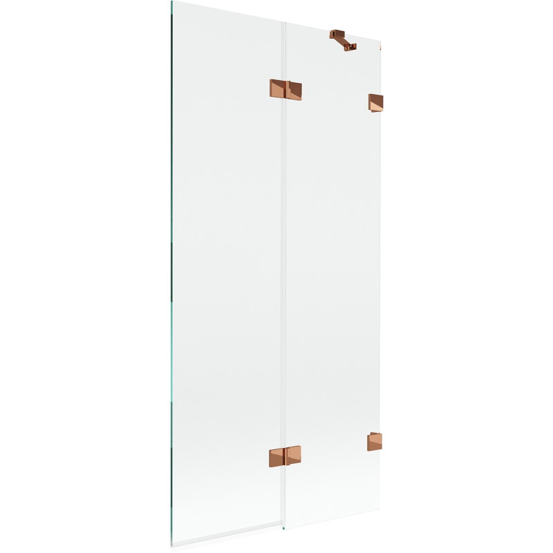 Mexen Lunar dvoukřídlá vanová zástěna pravá 90 x 150 cm, transparentní, růžové zlato - 897-090-100-60-00-P