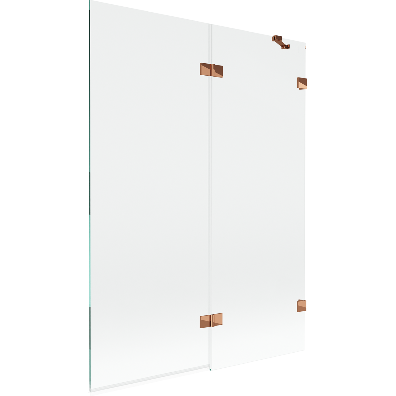 Mexen Lunar vanová zástěna 2-křídlová pravá 130 x 150 cm, transparentní, růžové zlato - 897-130-100-60-00-P