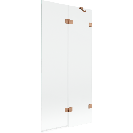 Mexen Lunar vanová zástěna dvoukřídlá pravá 90 x 150 cm, transparentní, kartáčovaná měď - 897-090-100-65-00-P