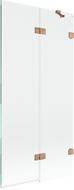 Mexen Lunar vanová zástěna dvoukřídlá pravá 90 x 150 cm, transparentní, kartáčovaná měď - 897-090-100-65-00-P
