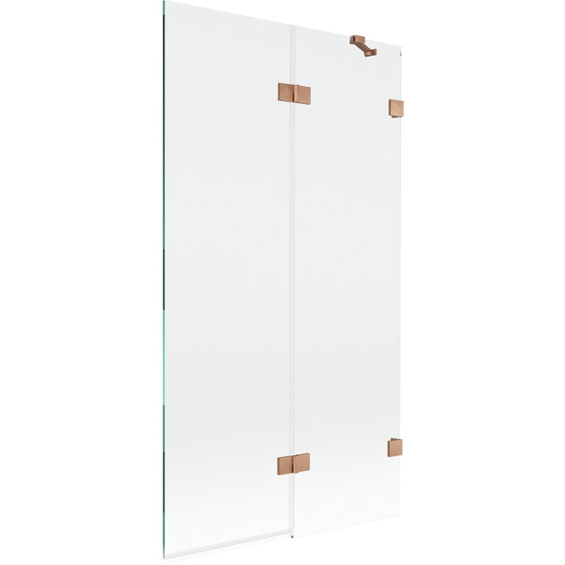 Mexen Lunar dvoudílná vanová zástěna pravá 100 x 150 cm, transparentní, kartáčovaná měď - 897-100-100-65-00-P
