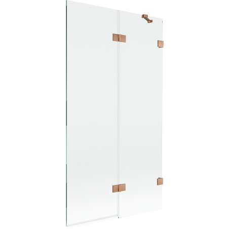 Mexen Lunar vanová zástěna 2-křídlová pravá 100 x 150 cm, transparentní, kartáčovaná měď - 897-100-100-65-00-P
