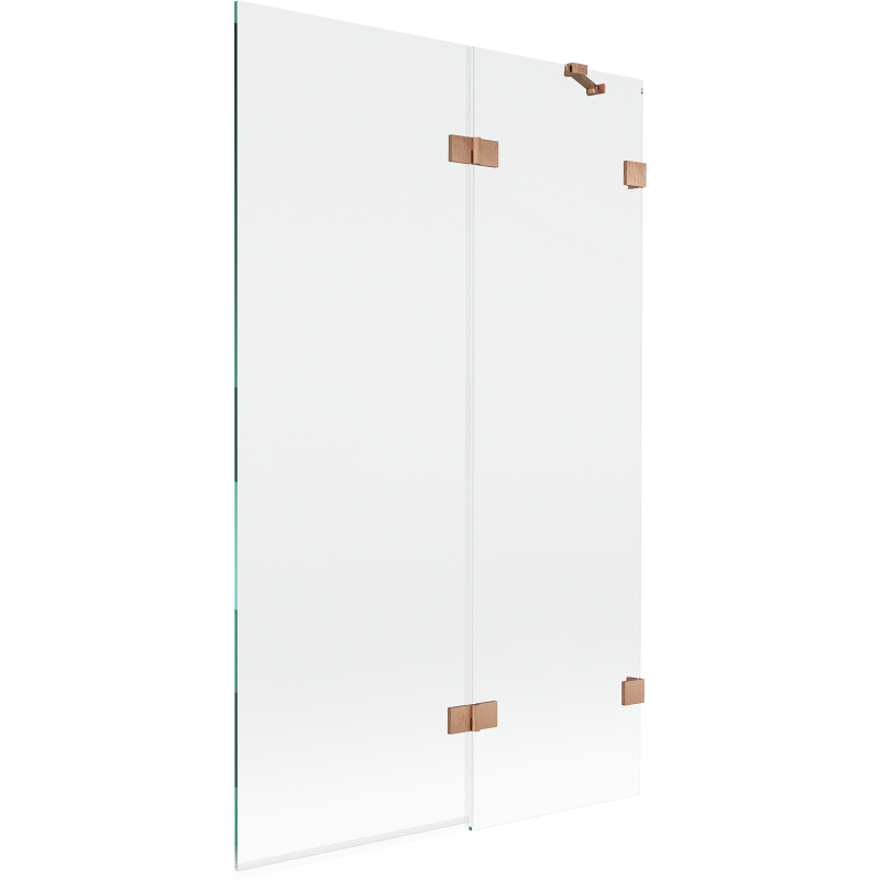 Mexen Lunar vanová zástěna dvoukřídlová pravá 110 x 150 cm, transparentní, kartáčovaná měď - 897-110-100-65-00-P