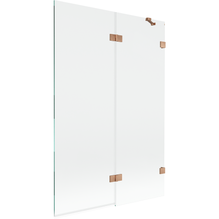 Mexen Lunar vanová zástěna dvoukřídlá pravá 120 x 150 cm, transparentní, kartáčovaná měď - 897-120-100-65-00-P