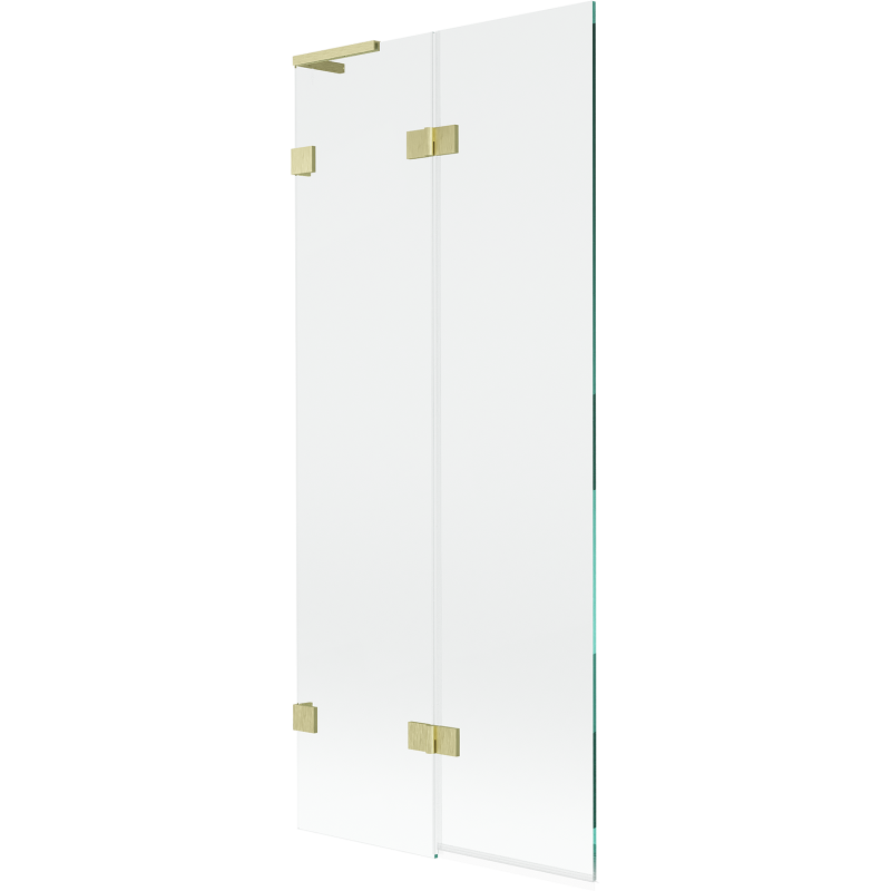 Mexen Lunar L vanová zástěna 2-křídlá levá 80 x 150 cm, transparentní, zlatá kartáčovaná - 897L-080-100-55-00-L