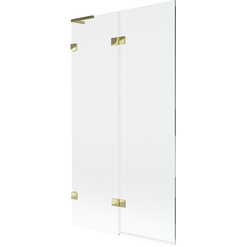 Mexen Lunar L vanová zástěna dvoukřídlá levá 100 x 150 cm, transparentní, zlatá - 897L-100-100-50-00-L