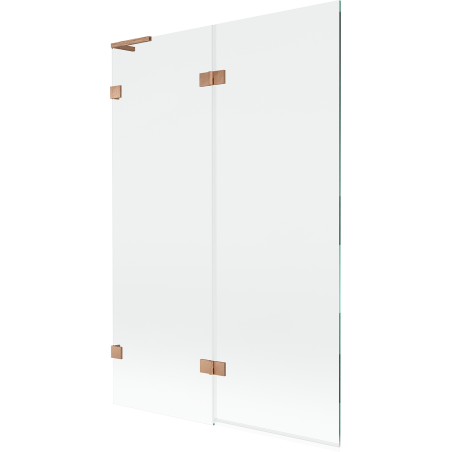Mexen Lunar L vanová zástěna 2-křídlová levá 120 x 150 cm, transparentní, kartáčovaná měď - 897L-120-100-65-00-L