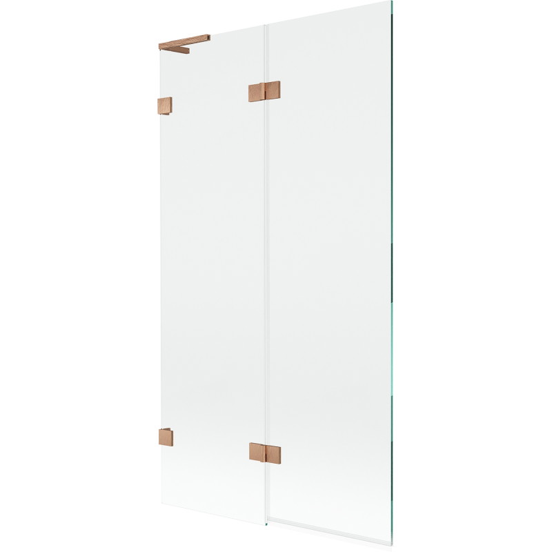 Mexen Lunar L vanaový paravan 2křídlový levý 100 x 150 cm, transparentní, kartáčovaná měď - 897L-100-100-65-00-L