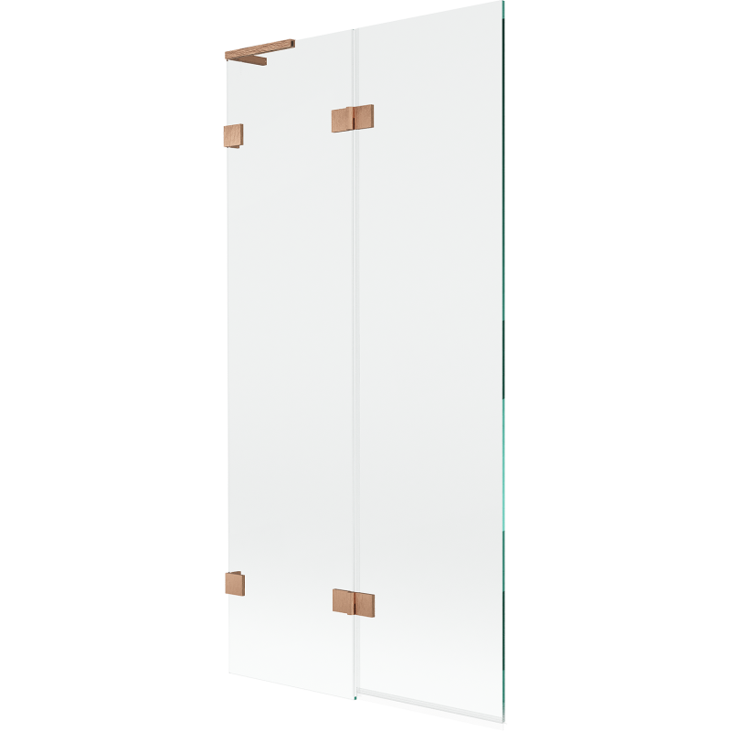 Mexen Lunar L vanová zástěna 2-křídlová levá 90 x 150 cm, transparentní, kartáčovaná měď - 897L-090-100-65-00-L