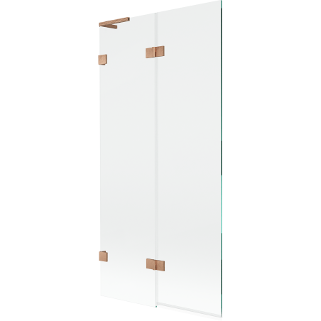 Mexen Lunar L vanová zástěna 2-křídlová levá 90 x 150 cm, transparentní, kartáčovaná měď - 897L-090-100-65-00-L