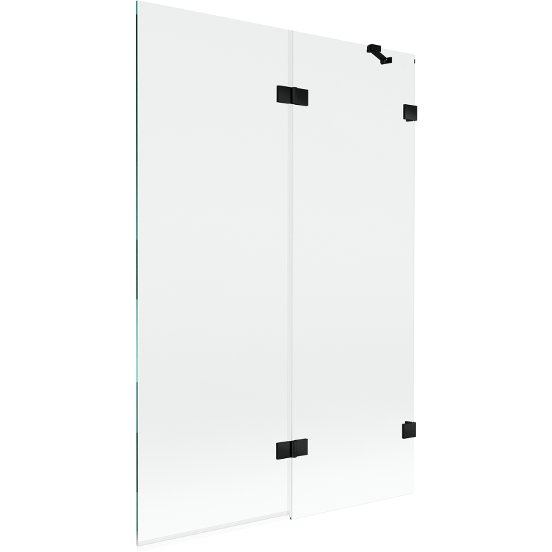 Mexen Lunar vanová zástěna 2-křídlová pravá 120 x 150 cm, transparentní, černá - 897-120-100-70-00-P