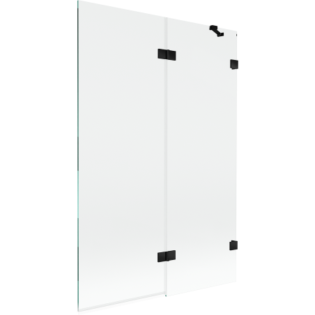 Mexen Lunar vanová zástěna 2-křídlová pravá 120 x 150 cm, transparentní, černá - 897-120-100-70-00-P