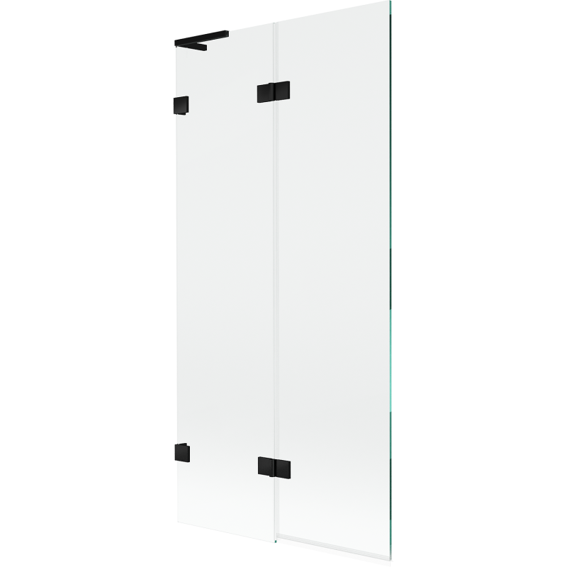 Mexen Lunar L vanová zástěna dvoukřídlá levá 90 x 150 cm, transparentní, černá - 897L-090-100-70-00-L