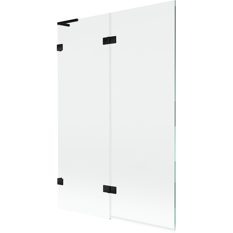 Mexen Lunar L vanová zástěna 2-křídlová levá 120 x 150 cm, transparentní, černá - 897L-120-100-70-00-L
