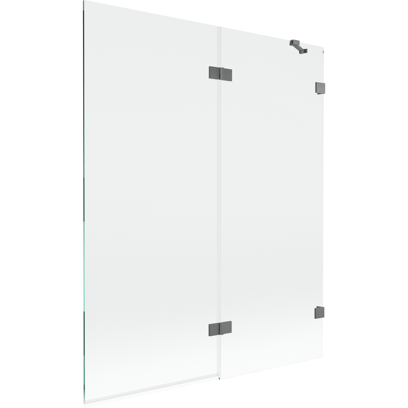 Mexen Lunar vanová zástěna 2-dílná pravá 140 x 150 cm, průhledná, gun metal - 897-140-100-95-00-P