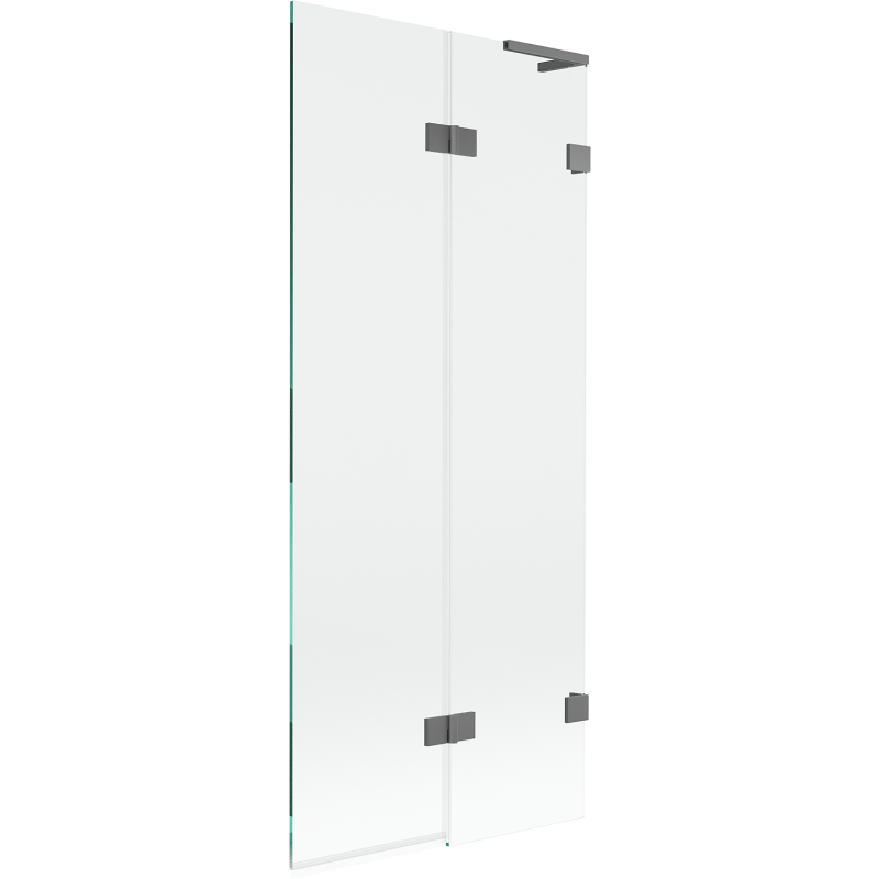 Mexen Lunar L vanová zástěna dvoukřídlá pravá 80 x 150 cm, transparentní, tmavý kov - 897L-080-100-95-00-P