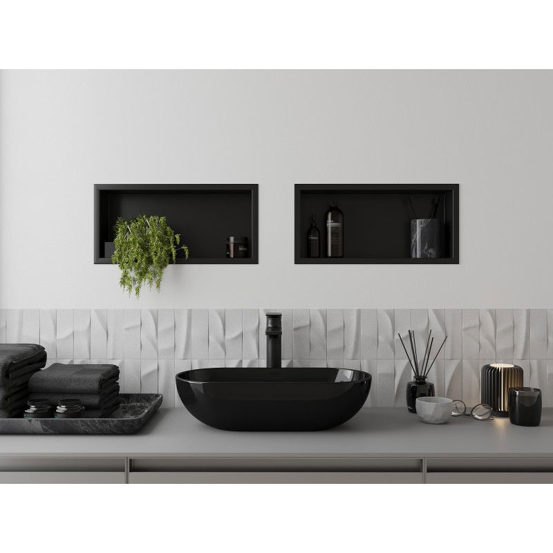 Mexen X-Wall-R nástěnná police s přírubou 45 x 20 cm, černá - 1970452010