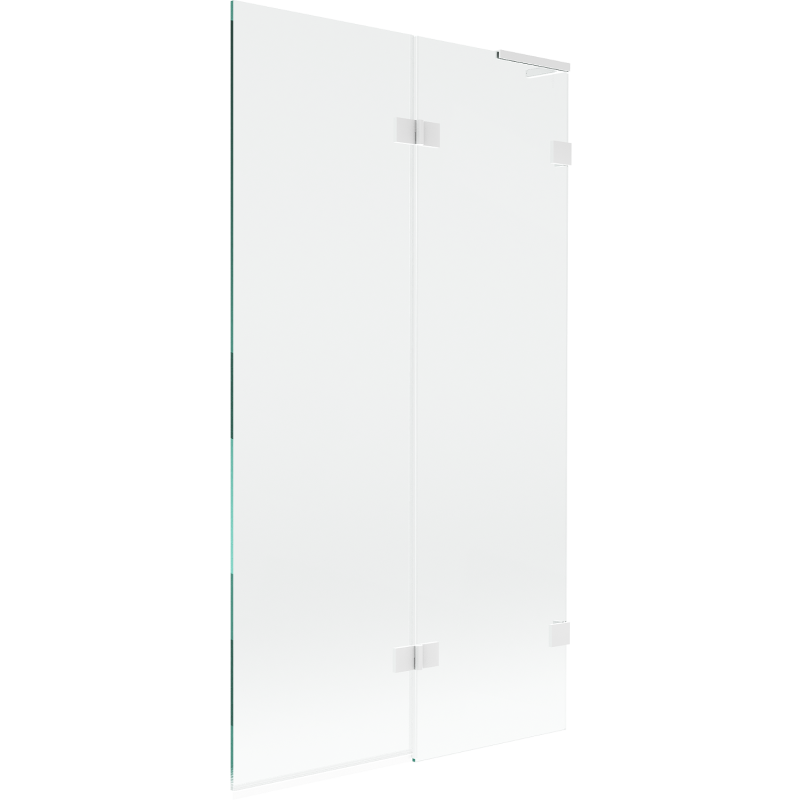Mexen Lunar L vanová zástěna 2-křídlová pravá 100 x 150 cm, transparentní, bílá - 897L-100-100-20-00-P