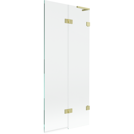 Mexen Lunar L vanová zástěna dvoukřídlá pravá 80 x 150 cm, transparentní, zlatý kartáčovaný - 897L-080-100-55-00-P