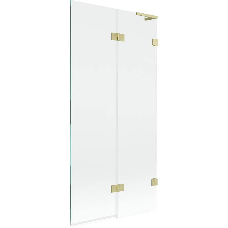 Mexen Lunar L vanová zástěna dvoukřídlá pravá 90 x 150 cm, transparentní, zlatá kartáčovaná - 897L-090-100-55-00-P