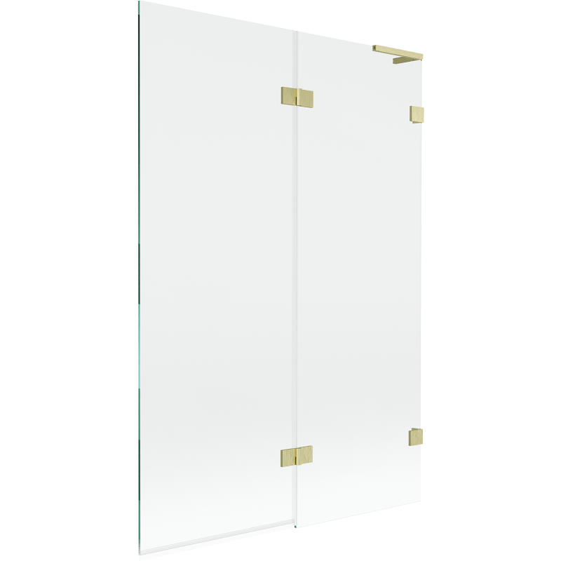 Mexen Lunar L vanová zástěna dvoukřídlá pravá 120 x 150 cm, transparentní, kartáčovaná zlatá - 897L-120-100-55-00-P