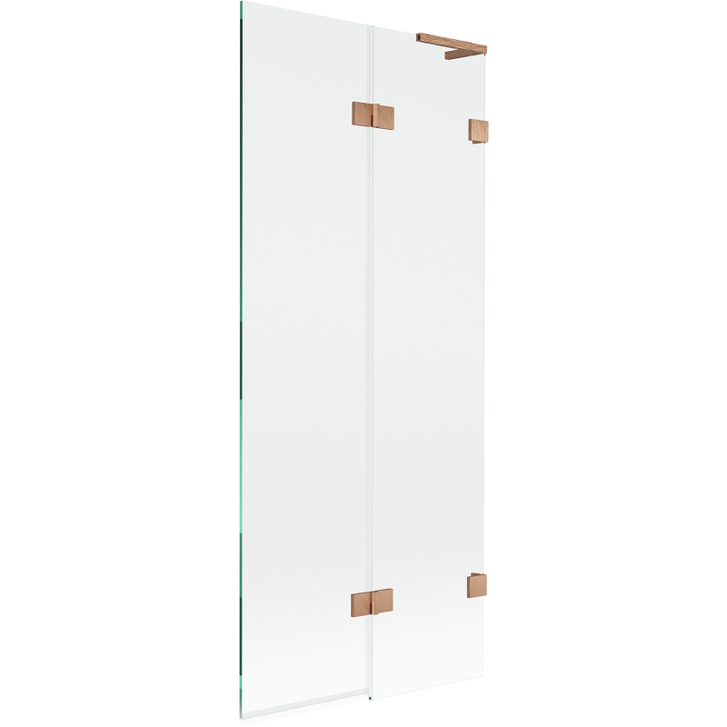 Mexen Lunar L sprchová zástěna 2-křídlová pravá 80 x 150 cm, transparentní, kartáčovaná měď - 897L-080-100-65-00-P