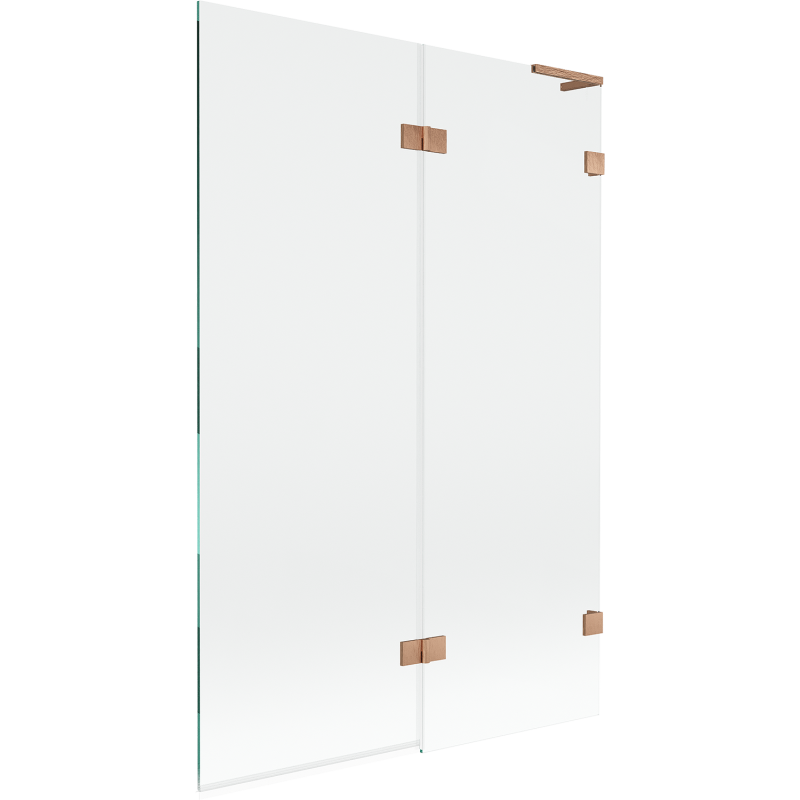 Mexen Lunar L vanová zástěna 2-křídlá pravá 120 x 150 cm, transparentní, kartáčovaná měď - 897L-120-100-65-00-P