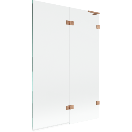 Mexen Lunar L vanová zástěna 2-křídlá pravá 120 x 150 cm, transparentní, kartáčovaná měď - 897L-120-100-65-00-P