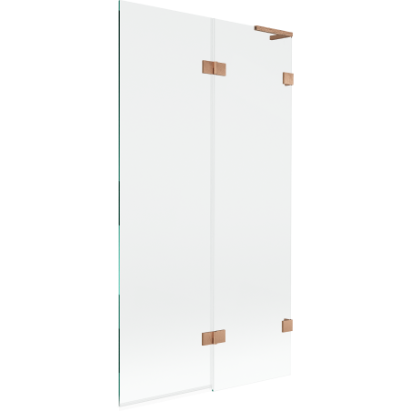 Mexen Lunar L vanová zástěna 2-křídlá pravá 100 x 150 cm, čirá, broušená měď - 897L-100-100-65-00-P