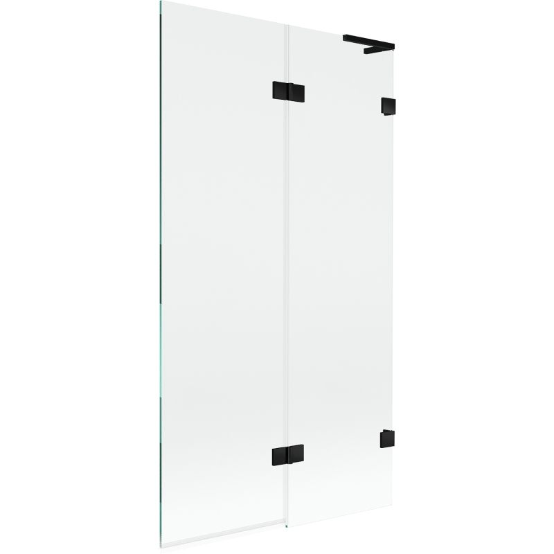 Mexen Lunar L vanová zástěna dvoudílná pravá 100 x 150 cm, transparentní, černá - 897L-100-100-70-00-P