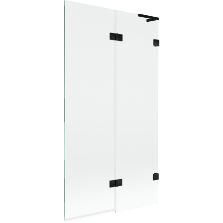 Mexen Lunar L vanová zástěna dvoudílná pravá 100 x 150 cm, transparentní, černá - 897L-100-100-70-00-P