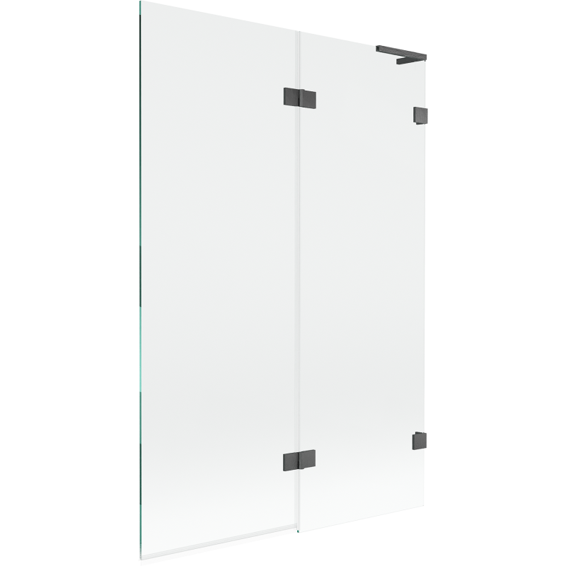 Mexen Lunar L vanová zástěna dvoukřídlá pravá 120 x 150 cm, transparentní, kartáčovaná v pistáciově šedé - 897L-120-100-66-00-P