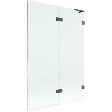 Mexen Lunar L vanová zástěna dvoukřídlá pravá 120 x 150 cm, transparentní, kartáčovaná v pistáciově šedé - 897L-120-100-66-00-P