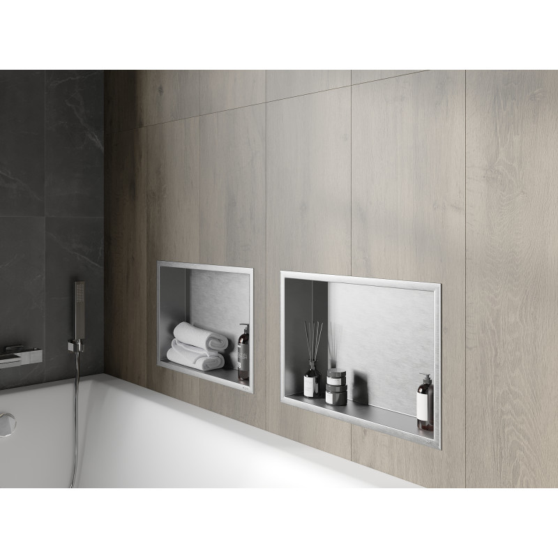 Mexen X-Wall-R výklenková polička s límcem 45 x 30 cm, inox - 1910453010